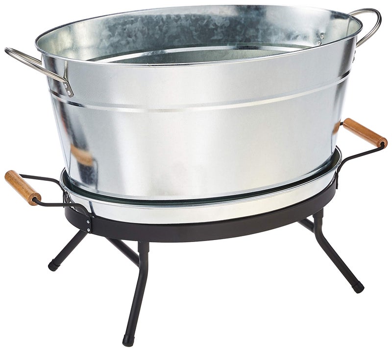 Tablecraft مجموعة دلو المشروبات من تابل كرافت، 6 جالون، مجلفن/أسود - Image 1